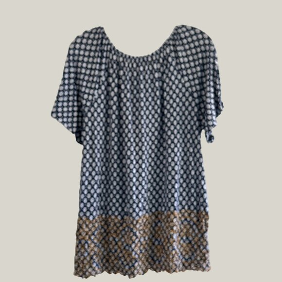 Fever Tops - Fever 2XBoho Chic Womens Blouse Blue & Brown Floral Pattern